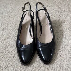 CHANEL Black Slingback Heels